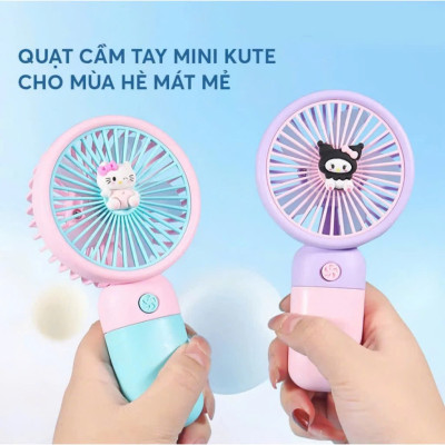 Quạt Mini Để Bàn, Quạt Tích Điện Sạc USB - Quạt Cầm Tay Tốc Độ, Điều Chỉnh Hướng Gió Xoay 360 Độ, Kiểu Dáng Sang Trọng , Không Gây Ồn, Pin Sạc - Giao Màu Ngẫu Nhiên - Hàng Nhập Khẩu