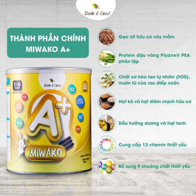 (Date mới) Sữa Hữu Cơ Miwako A+ Hộp 700g Vị Vani Nhập Khẩu Malaysia, Sữa Hạt Organic Dinh Dưỡng Phát Triển Trí Não & Chiều Cao Cho Bé Từ 1-6 Tuổi Vị Ngọt Thanh Dễ Uống