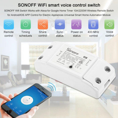 Công tắc Wifi SONOFF RF 433MHz Tương thích với Alexa cho Google Home Công tắc không dây 10A / 2200W với chức năng hẹn giờ