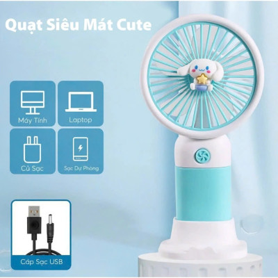 Quạt Mini Để Bàn, Quạt Tích Điện Sạc USB - Quạt Cầm Tay Tốc Độ, Điều Chỉnh Hướng Gió Xoay 360 Độ, Kiểu Dáng Sang Trọng , Không Gây Ồn, Pin Sạc - Giao Màu Ngẫu Nhiên - Hàng Nhập Khẩu