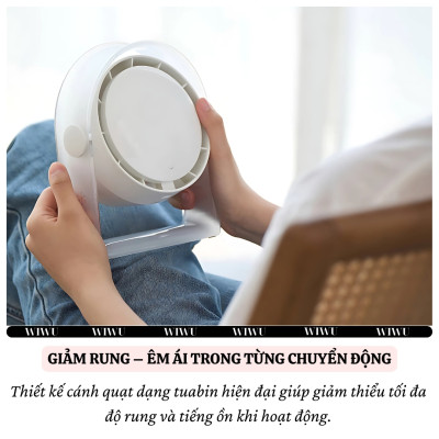 Quạt làm mát tuarbin mini để bàn hiệu HOTCASE WlWU Snow Wi-FS07 - Trang bị 4 cập độ gió, Pin sạc tích điện, Gió Mạnh, Êm Ái - Hàng nhập khẩu
