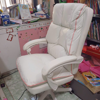 Ghế gaming nữ streamer màu trắng viền hồng Ghế xoay làm việc có gác chân thư giãn CR4104-P  White Gaming Chair - CAPTA