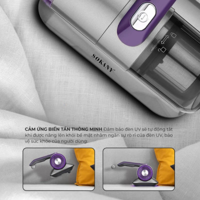 Máy hút bụi giường nệm diệt khuẩn UV công suất cao 1400W SOKANY SK-13029 loại CÓ DÂY lực hút mạnh -HÀNG CHÍNH HÃNG