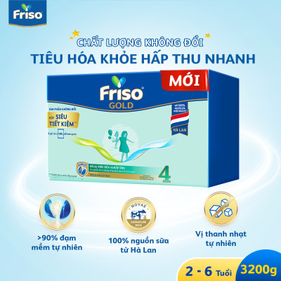 Sữa Bột Friso Gold 4 Hộp Giấy 3.2KG (Dành cho trẻ 2 - 6 tuổi)