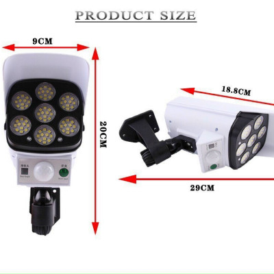 Đèn năng lượng mặt trời cảm ứng ánh sáng mô hình camera chống nước đạt chuẩn IP65