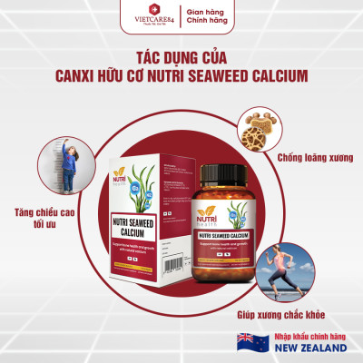 Bộ 3 Hộp Viên Uống Canxi hữu cơ nhập khẩu chính hãng Nutri Seaweed Calcium 60 viên