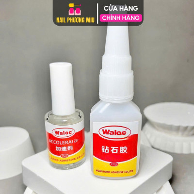 Keo Bê Tông Dán Móng Waloc Đính Đá Siêu Chắc 20g Nhanh Khô Kèm Dung Dịch Làm Khô Keo Dán Làm Nail 15ml Nail Phương Miu Nữ Women