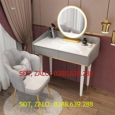 Bàn Phấn Gỗ Cao Cấp Kèm Gương LED Tiện Lợi, Bàn Trang Điểm Hiện Đại Có Ngăn Chứa Mỹ Phẩm Chân Thép Rộng 100cm LUX-BAP06