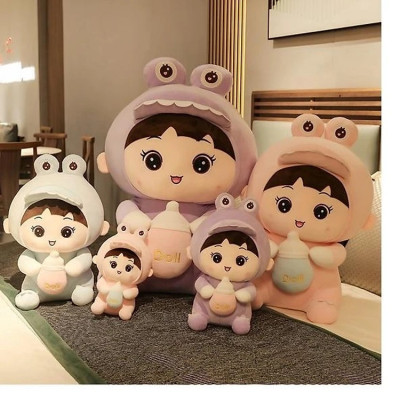 Thú nhồi bông bé khủng long ôm bình sữa - Size từ 45cm đến 85cm - Quà tặng em bé ôm bình sữa cute.