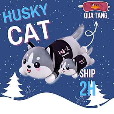 Thú nhồi bông mèo xám mặc áo - Size từ 65cm đến 100cm - Quà tặng mèo xám mặc áo nhồi bông dễ thương - Gối ôm mềm mịn cho bé