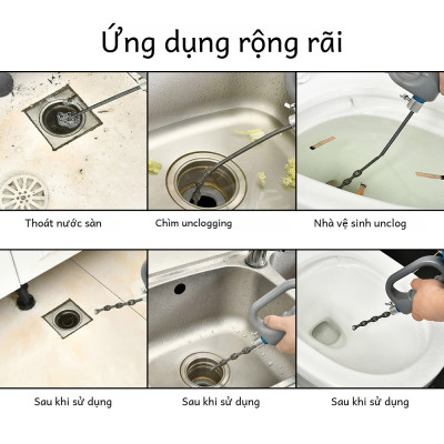 Dụng Cụ Thông Cống 5m có tay cầm Loại Tốt