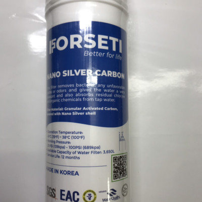 Lõi lọc nước NanoSilver, nhập khẩu hàn quốc, dùng cho máy sử dụng lõi nối nhanh Forseti - Hàng chính hãng