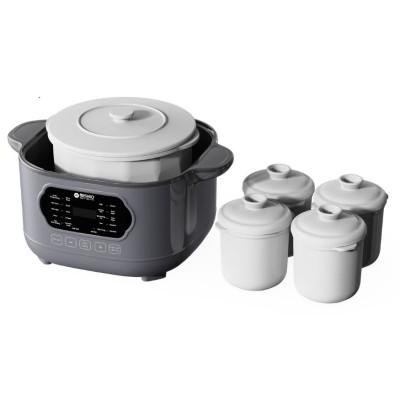 Nồi nấu chậm lòng sứ 3L Mishio MK397 kèm xửng hấp và 4 thố sứ tiện lợi không lo cháy khét hay bong tróc chống dính - Hàng chính hãng