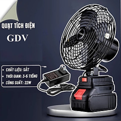 Quạt Sắt Mini Sạc Tích Điện GDV Siêu Mát Dùng Chân Pin Phổ Thông Pin 10Cell - Hàng Chính Hãng