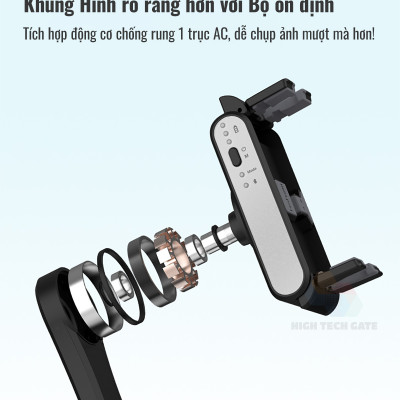 Cây quay video chống rung, chụp hình selfie 4 trong 1, tay cầm 1 trục ổn định Isteady Q có gimbal tracking AI 360, hàng chính hãng