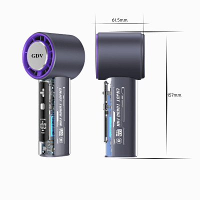 Quạt Cầm Tay Mini GDV T-18 Turbin 100 Cấp Độ Gió Có Sò Lạnh Pin 4000 mAh - Màu Ngẫu Nhiên - Hàng Chính Hãng
