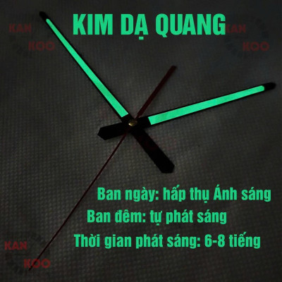 Kim đồng hồ treo tường dạ quang, phát sáng vào ban đêm loại dài 15.2cm mã số K6124