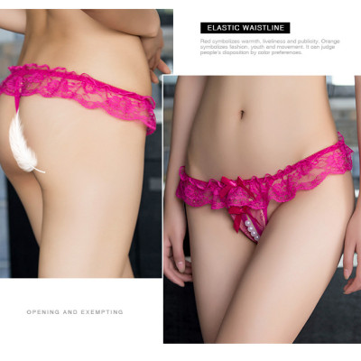 Combo 2 Quần Lót Lọt Khe Phối Ren Hở Đáy Đính Hạt Ngọc Trai Gợi Cảm Cho Nữ (màu ngẫu nhiên) LYEQ059