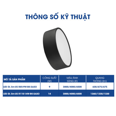 Đèn Opple ốp nổi tròn US Pro SM màu đen- Hiệu suất ánh sáng cao, tiết kiệm năng lượng