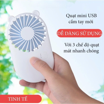 Quạt Mini Để Bàn, Quạt Tích Điện Sạc USB - Quạt Cầm Tay Tốc Độ, Điều Chỉnh Hướng Gió Xoay 360 Độ, Kiểu Dáng Sang Trọng , Không Gây Ồn, Pin Sạc - Giao Màu Ngẫu Nhiên - Hàng Nhập Khẩu