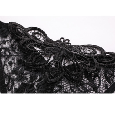 Quần lót ren nữ bông hoa cúc - Đen