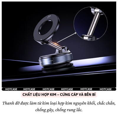 Giá đỡ điện thoại từ tính Magnetic nam châm hút chân không xoay 360 độ cho xe hơi ô tô, bàn làm việc, phòng tắm hiệu Hotcase Airlock Pro Cho iPhone cho Samsung điện thoại - Hàng nhập khẩu