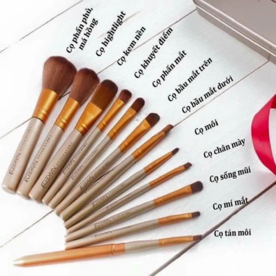 Set  cọ tán phấn 12 món kèm hộp đựng đa năng cao cấp ,đầu cọ mềm mịn và bám phấn , cán cọ dài thích hợp khi cầm ,thiết kế tinh xảo xinh xắn 