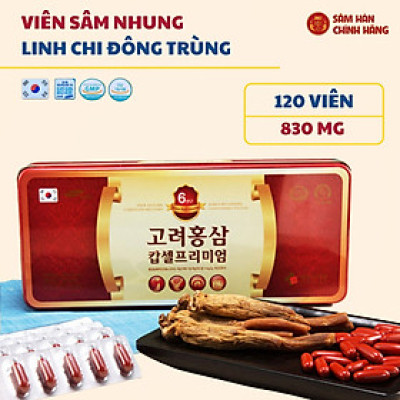 Viên sâm nhung linh chi đông trùng hạ thảo Hàn Quốc Daedong Korea Ginseng 120 viên - Dành riêng cho người trung niên, thể trạng yếu, ăn uống và ngủ kém, cần bồi bổ thể trạng toàn diện