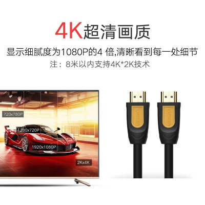 Ugreen UG10128HD101TK 1.5M màu Vàng Cáp tín hiệu HDMI chuẩn 2.0 hỗ trợ phân giải 4K * 2K 60hz - HÀNG CHÍNH HÃNG