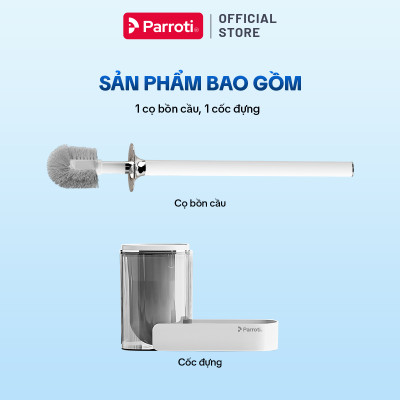 Cây Cọ Bồn Cầu Thông Minh 2 Trong 1, Dán Tường, Có Khay Đựng Nước Tẩy Rửa, Đầu Cọ Cước Mềm Parroti Slim - SL05