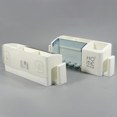 ( HÀNG CAO CẤP ) Giá cắm cài bàn chải, kem đánh răng có úp được 2 cốc ly dán tường không cần khoan đục lỗ