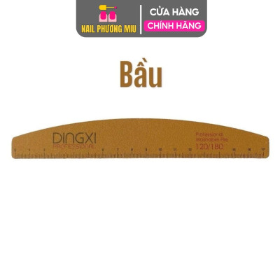 Dũa DINGXI Có Thước Đo Loại Dày Nhiều Form Vuông, Thẳng, Bầu, Kim Cương Màu Nâu Da Bò Cao Cấp Có Kẻ Vạch Làm Nail Chuyên Nghiệp
