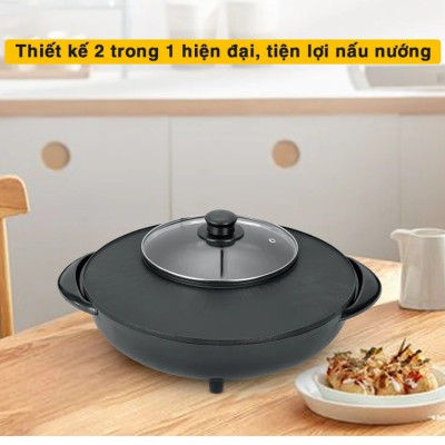 Bếp Lẩu, Nướng Điện 2 Trong 1 Đa Năng Phong Cách Hàn Quốc - Hàng Chính Hãng
