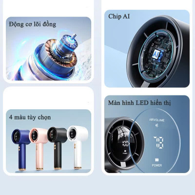 Quạt Tích Điện Mini Cầm Tay 638 – Màn Hình LED, 100 Tốc Độ Gió, Pin 4000mAh Siêu Mát - HÀNG CHÍNH HÃNG MINIIN