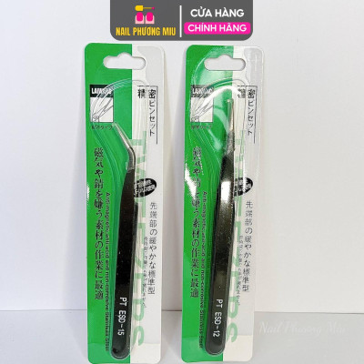 Nhíp Gắp Charm Đá Đầu Nhọn Cao Cấp 140mm Bằng Thép Không Gỉ Màu Đen Làm Nail Chuyên Nghiệp Nữ Women