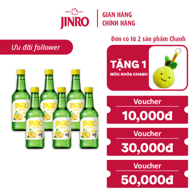 [CHÍNH HÃNG] Soju Hàn Quốc JINRO VỊ CHANH VÀNG 360ml - Combo 6 chai