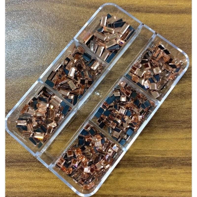 Đá Khối Chân Bằng Chữ Nhật Mix Size, 6 Ô, Đá Nail Hình Vuông Và Chữ Nhật, Trang Trí Móng Sang Trọng, Làm Nail Tinh Tế