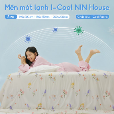 [CHĂN HÈ MÁT LẠNH] Mền lạnh I Cool Advance NIN House NM8032 2mx2m2 khủng long xanh | Chần Ice Silk lạnh như tencel, Chăn điều hoà nhiều độ