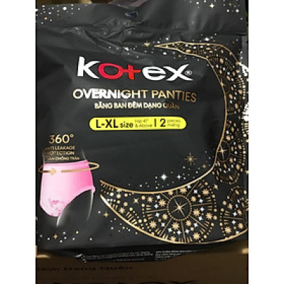 Combo 4 Gói Băng Vệ Sinh Kotex đêm dạng quần vừa vặn chống tràn 360 size  L-XL (2 miếng/gói)-HSD luôn mới