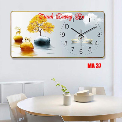 Tranh đồng hồ treo tường tráng gương 3d cao cấp Giá xưởng {Tặng kèm pin đinh treo không cần khoan tường} size 35x70