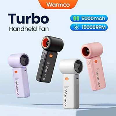 Quạt cầm tay turbo mini siêu mát Pin trâu 5000 mAh, nhỏ gọn linh hoạt hiệu WARMCO - 100 chế độ gió, dùng liên tục 18h (tùy mức gió), thiết kế đẹp, bền - hàng nhập khẩu