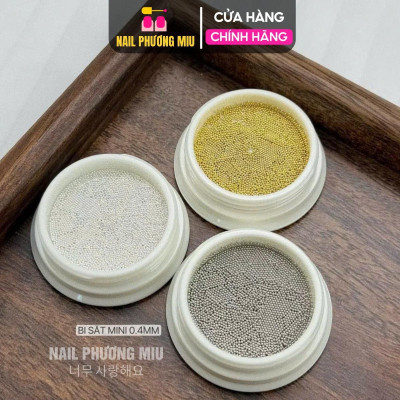 Set Bi Tròn Vàng Bạc Mix Size Kim Loại Không Gỉ Bi Siêu Bé 0.4mm ANGELICA Trang Trí Móng, Phụ Kiện Làm Nail Cao Cấp Sáng Bóng, Dễ Sử Dụng