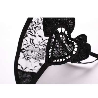 Quần lót ren lọt khe chữ Y sexy gợi cảm màu trơn - Đen