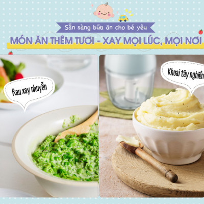 Máy Xay Thực Phẩm Đa Năng, Máy Xay Ăn Dặm BEAR GR-B03V2 Xay Cực Êm An Toàn Vệ Sinh, Dung Tích 0.3 Lít Công Suất 120 W - Hàng Chính Hãng