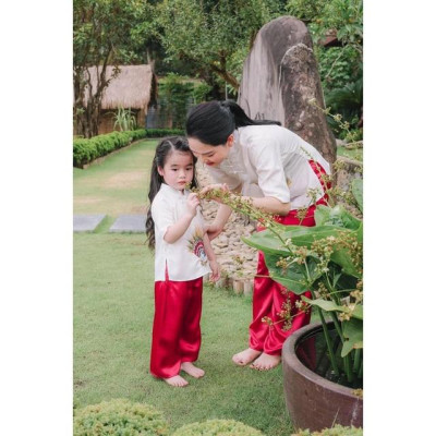 Đồ Lsm Đi Chùa Thêu Con Công Mẹ và Bé