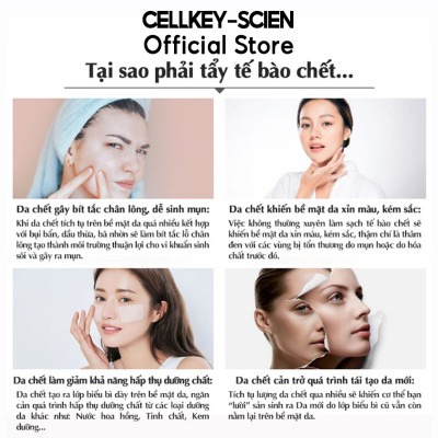 Combo 2 Tẩy Da Chết Mặt Tế Bào Gốc Thực Vật Lành Tính Làm Sạch Sâu Dịu Nhẹ Dưỡng Ẩm Sáng Da Cho Da Dầu Mụn Nhạy Cảm Cellkey-Scien White Peeling Gel (160ml)