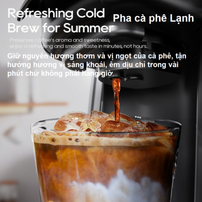 Máy pha cà phê 4 trong 1, Espresso, Viên Nén Nespresso, Nescafe Dolcegusto, Kcup thương hiệu Mỹ cao cấp HiBREW H6 - Hàng Nhập Khẩu