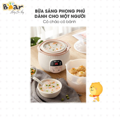 Nồi Nấu Chậm 0,8L Bear SUBE001 Đa Năng Nấu Cháo, Chưng Yến Bản Quốc Tế - Hàng Chính Hãng