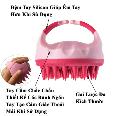 Lược Gội Đầu Massage KUNBE Gai Silicone Siêu Mềm Giảm Gàu, Ngăn Rụng Tóc