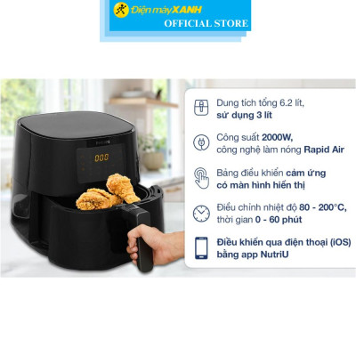 Nồi chiên không dầu Philips HD9280/90 6.2 lít - Hàng Chính Hãng